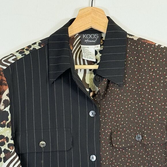 Koos‎ Of Course! Vintage Stripe Animal Print Long Sleeve Shirt Top Women's Small - Picture 2 of 8